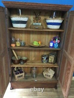 Large Vintage Pine/Oak And Mahogany Kitchen Larder Pantry Cupboard/ Housekeepers