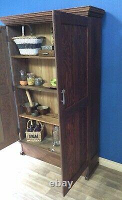 Large Vintage Pine/Oak And Mahogany Kitchen Larder Pantry Cupboard/ Housekeepers