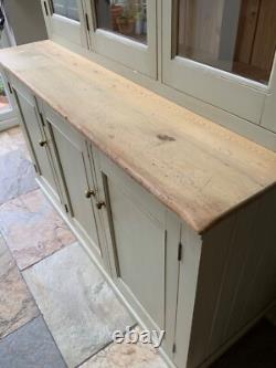 Large Vintage Restored Painted Pine Glazed Continental Kitchen Dresser Larder