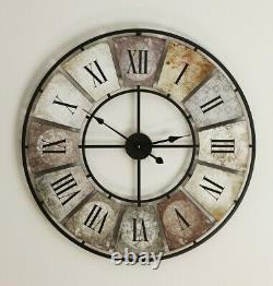 Large Vintage Retro XXL Antique Metal Stainless Steel Colourful Wall Clock 80CM