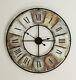Large Vintage Retro Xxl Antique Metal Stainless Steel Colourful Wall Clock 80cm