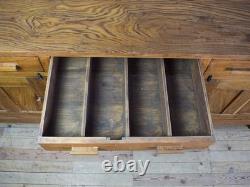 Large Vintage School Teak Science Lab Sideboard Cabinet Kitchen Island