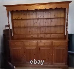 Large Vintage Solid Pine Country Kitchen Welsh Dresser
