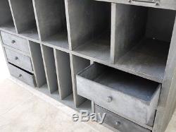 Large Wooden Pigeon Hole Storage Cabinet Vintage Industrial Style Freestanding