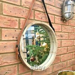 Large Wooden Porthole Mirror Deep 3D Frame Round Wall Hanging Strap Loop 35cm