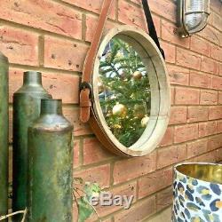 Large Wooden Porthole Mirror Deep 3D Frame Round Wall Hanging Strap Loop 35cm