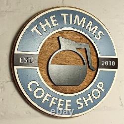 Large personalised coffee retro style sign / Custom kitchen vintage wooden sign