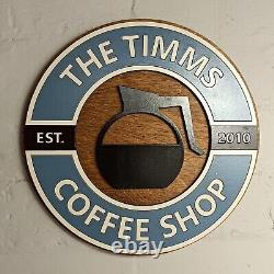 Large personalised coffee retro style sign / Custom kitchen vintage wooden sign