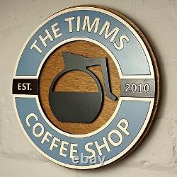 Large personalised coffee retro style sign / Custom kitchen vintage wooden sign