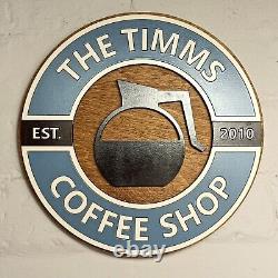 Large personalised coffee retro style sign / Custom kitchen vintage wooden sign