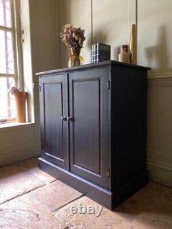 Late C20th Painted Black Solid Pine Hall Storage Cupboard Cabinet