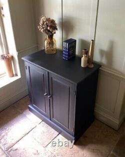 Late C20th Painted Black Solid Pine Hall Storage Cupboard Cabinet