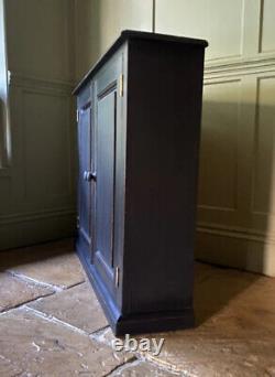 Late C20th Painted Narrow Black Solid Pine Hall Storage Cupboard Cabinet