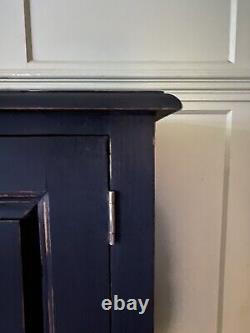 Late C20th Painted Narrow Black Solid Pine Hall Storage Cupboard Cabinet