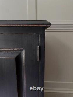 Late C20th Small Painted Black Solid Pine Hall Storage Cupboard Bathroom Cabinet