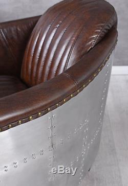 Leather Armchair Aeroplane Design Club Chair & Aluminium Aviator Vintage