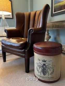 Leather & Canvas Stool Bumble Bee'Nature's Royalty' Vintage / Retro Style