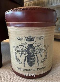 Leather & Canvas Stool Bumble Bee'Nature's Royalty' Vintage / Retro Style