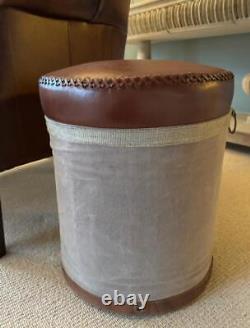 Leather & Canvas Stool Wine Label Feature Vintage / Retro Style