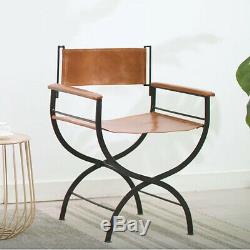 Leather Industrial Chair Kitchen Dining Office Room Vintage Retro Seat Armchair