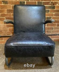 Leather Slab Armchair Industrial / Warehouse Vintage Retro Style RRP £799