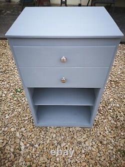 Lightly Distressed Solid Oak Pantry Cupboard With Fixed Shelf & Drawers In Gray