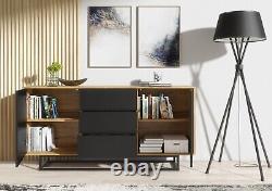 Loft Retro Industrial Sideboard Vintage Oak Cabinet Cupboard Chest of Drawers