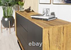 Loft Retro Industrial Sideboard Vintage Oak Cabinet Cupboard Chest of Drawers