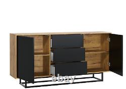 Loft Retro Industrial Sideboard Vintage Oak Cabinet Cupboard Chest of Drawers