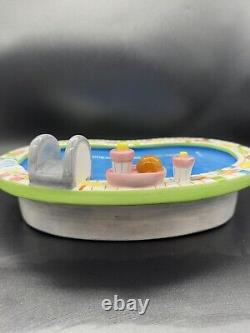 Lotus 1995 Chip and Dip Bowl Swimming Pool Party Hot Tub Ceramic Set Vtg Retro
