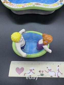 Lotus 1995 Chip and Dip Bowl Swimming Pool Party Hot Tub Ceramic Set Vtg Retro