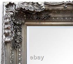 Louis Shabby Chic Vintage Ornate Large French Wall Mirror Silver 118cm x 87cm