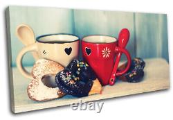 Love Cafe Cake Retro Vintage Food Kitchen SINGLE CANVAS WALL ART Picture Print