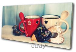 Love Cafe Cake Retro Vintage Food Kitchen SINGLE CANVAS WALL ART Picture Print