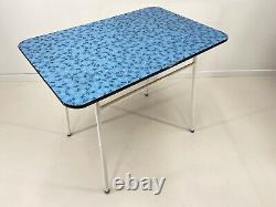 Lovely Blue Floral Formica Dining Table Vintage Retro Kitchen Breakfast 50s