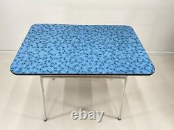 Lovely Blue Floral Formica Dining Table Vintage Retro Kitchen Breakfast 50s