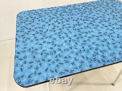 Lovely Blue Floral Formica Dining Table Vintage Retro Kitchen Breakfast 50s