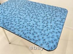 Lovely Blue Floral Formica Dining Table Vintage Retro Kitchen Breakfast 50s