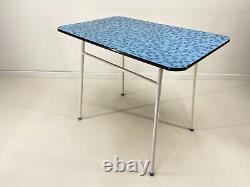 Lovely Blue Floral Formica Dining Table Vintage Retro Kitchen Breakfast 50s