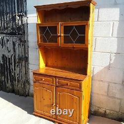 Lovely Solid Pine Vintage Farmhouse Kitchen Dresser Good Condition Cupboard