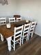 Lovely Vintage Rustic Dining Kitchen Farmhouse Pine Table And 6 Chairs White