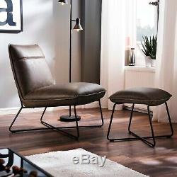 LuvChairs' Soho Brown Retro Vintage Industrial Leather Occasional Lounge Chair