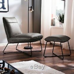 LuvChairs' Soho Grey Retro Vintage Industrial Leather Occasional Lounge Chair