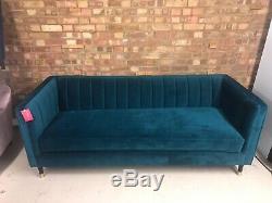 MADE. COM Evadine 3 Seater Sofa Seafoam Blue Velvet RRP £599