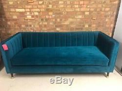 MADE. COM Evadine 3 Seater Sofa Seafoam Blue Velvet RRP £599