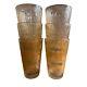 Mcm Vintage Jeanette Marigold Carnival Glass Tree Bark Tumblers Retro Kitchen