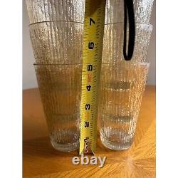 MCM Vintage Jeanette Marigold Carnival Glass Tree Bark Tumblers Retro Kitchen