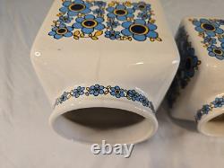 MCM Vintage Retro Taunton Vale Blue Flower Kitchen Storage Jar Canister Set