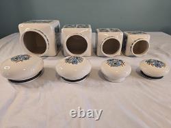 MCM Vintage Retro Taunton Vale Blue Flower Kitchen Storage Jar Canister Set