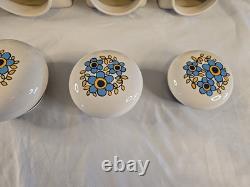 MCM Vintage Retro Taunton Vale Blue Flower Kitchen Storage Jar Canister Set